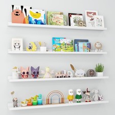 Axeman Picture Ledge Shelf, 48 Inch White Floating Shelves Set of 4