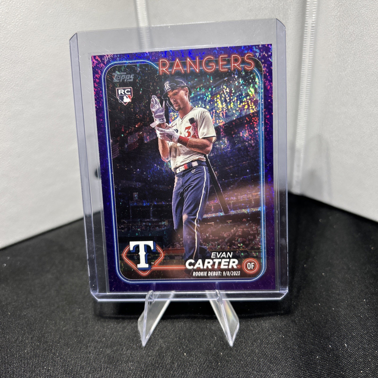 2024 Topps Update Series - Evan Carter #US58 Purple Holo Foilboard /799 (RC)