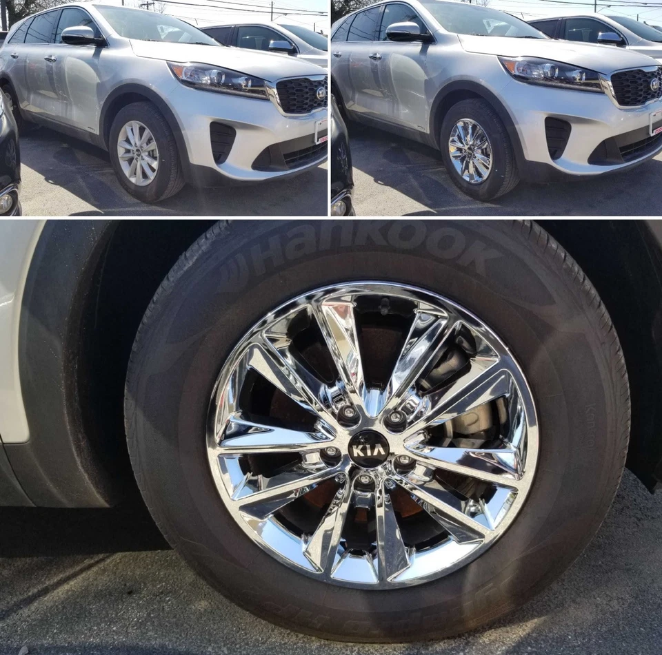 4 para Kia Sorento L LX 2019-20 Cromo 17" Cubiertas de rueda Tapacubos Cubiertas de llanta de aleación Foto 3 de 4