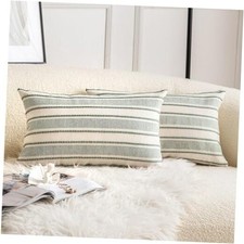 Decorative Boho Lumbar Throw Pillow Covers, 20" x 12" Pack of 2 Green