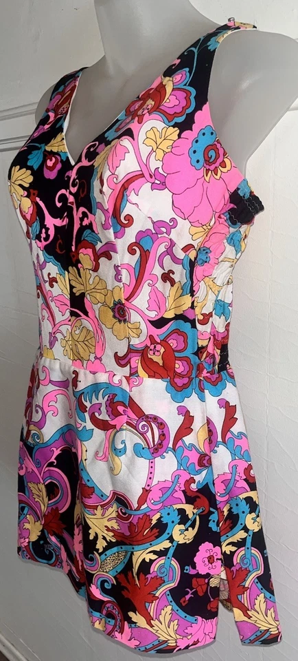 Traje de baño floral Cole of California vintage años 60 mameluco psicodélico 12 Foto 2 de 4