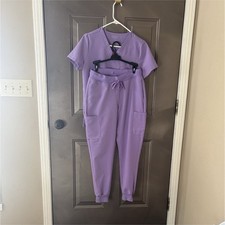 Mandala Lavender Scrubs Set Size S Solid Top  Bottom Medical Uniform