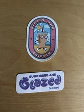 (2) Lot Of 2 Dunkin Donuts Stickers "Glazed" Sippin And Drippin"
