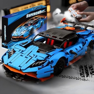 Blau Rennwagen Bausteine Set City Sportfahrzeug Modell für Kinder