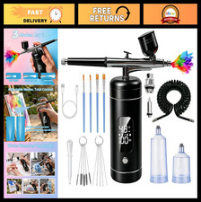 Cordless Airbrush Kit with Compressor, 48 PSI, Rechargeable, Dual-Action, 0.2/0.