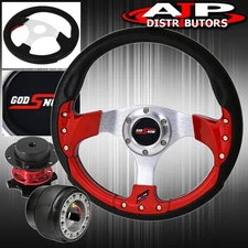 For 86-98 Rx7 320mm Godsnow Red Fusion Style Steering Wheel + Quick Release
