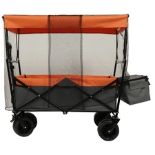 480Lbs Collapsible Wagon with Canopy,Wagon Stroller with 7" All-Terrain Wheels