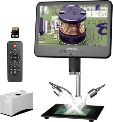 LM210 10.1in LCD Coin Digital Microscope 260X Magnifier Electronics Repair 32GB