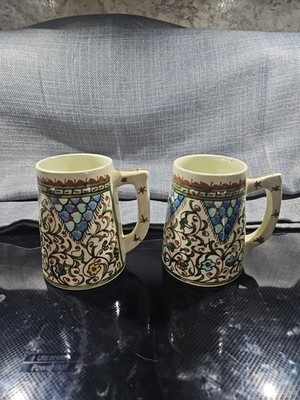 Ottoman Iznik Pottery Mug Set Ceramic Antique Vintage Persian Islamic Turkish