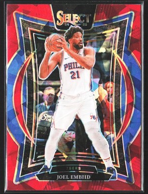 2024-25 Panini Select #6 Joel Embiid Red Cracked Ice Prizm