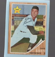 Autographed Dave Giusti 1962 Topps Rookie #509 Astros OC Simi Hi#