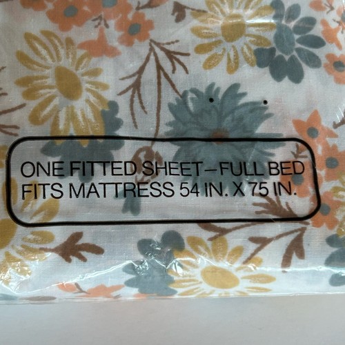 Vintage Sealed JC Penney Fitted Sheet Full No Iron Percale Floral Ocean Peach - Picture 6 of 8
