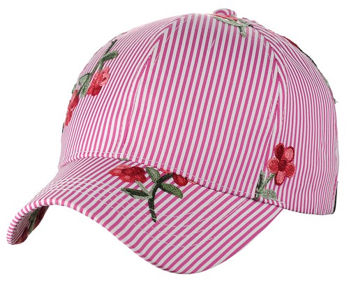 Gorra de béisbol ajustable con estampado a rayas de flor bordada C.C. poplin - Imagen 6 de 13
