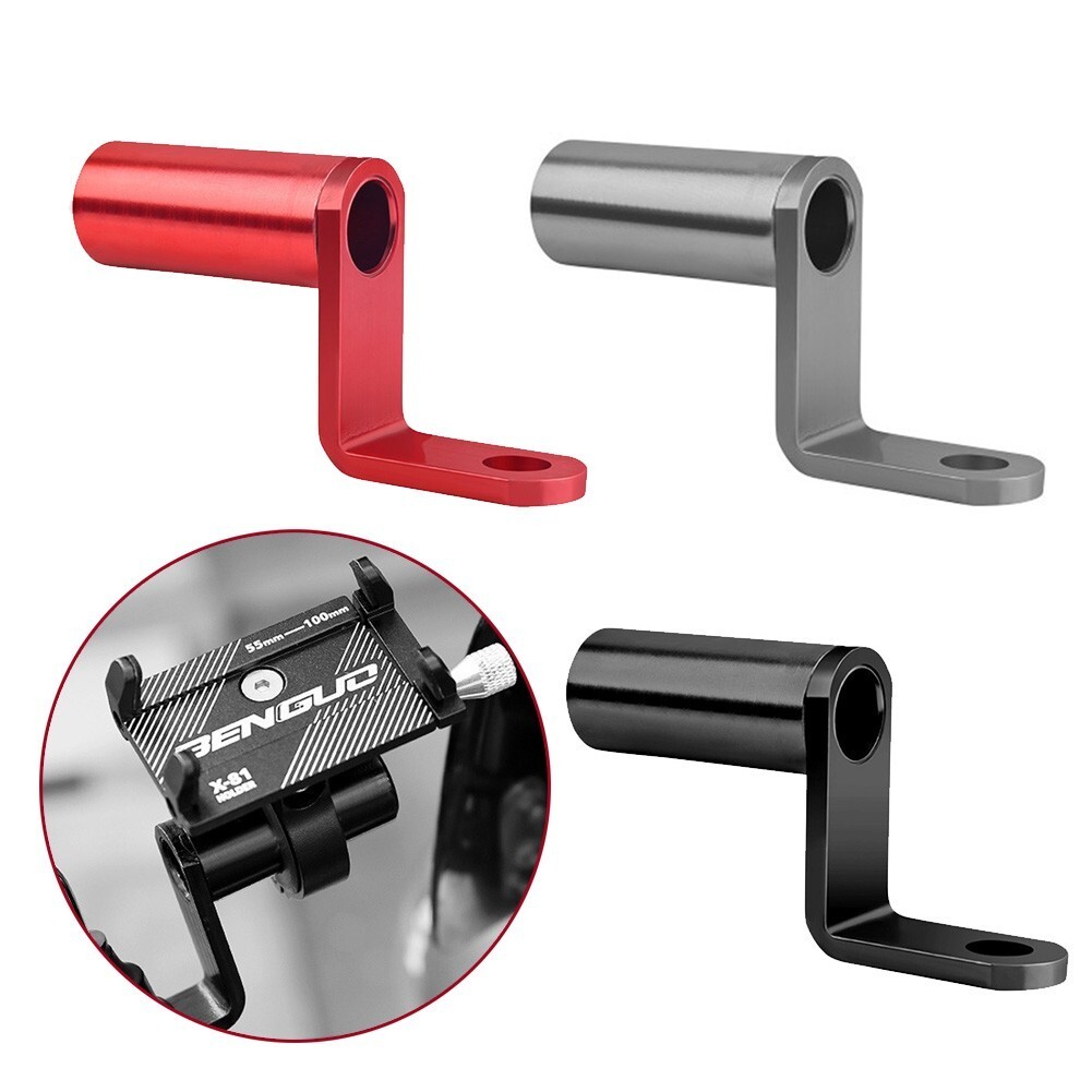 ECSiNG 2-Pack Motorcycle Rearview Mirror Extension Adapters - 10mm Clamp, Black, Adjustable