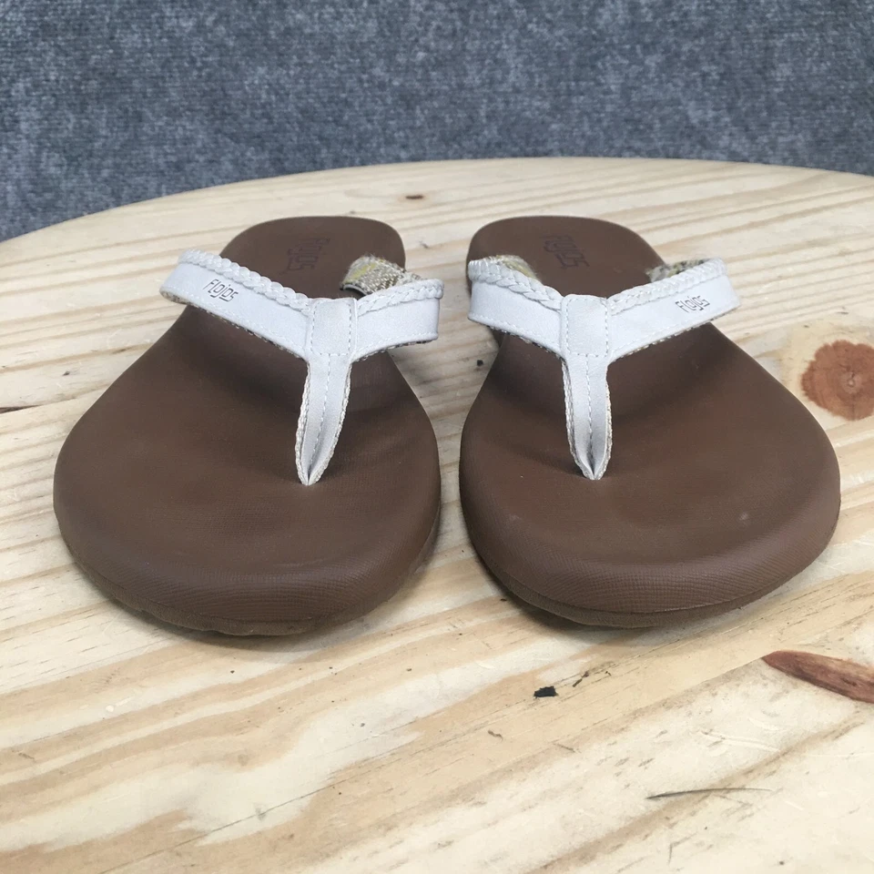 Sandalias Flojos para mujer 9 Chanclas Tanga Blanco Imitación Cuero Sin Cordones Puntera Foto 4 de 4