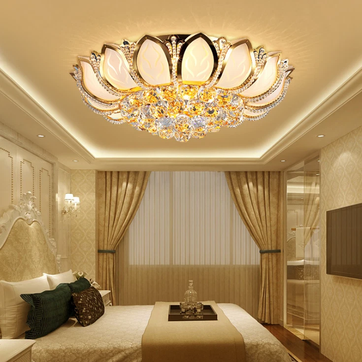 Candelabros modernos de cristal K9 iluminação de luxo montagem embutida lâmpadas de teto com controle remoto - Imagem 4 de 4