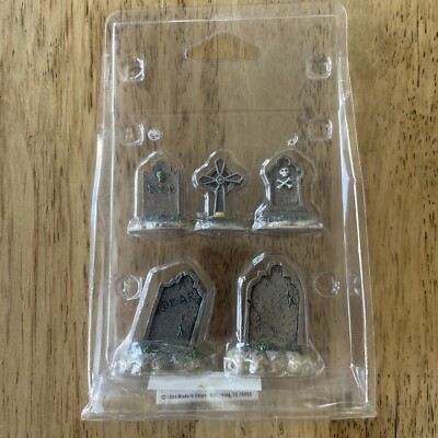 Lemax Spooky Town Tombstones Set of 5 Halloween Grave Accessories #44145