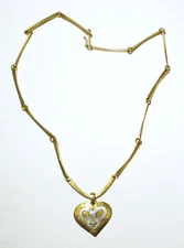 JEEP COLLINS Artisan VINTAGE Brass/925 DOVE/HEART PENDANT Handwrought NECKLACE