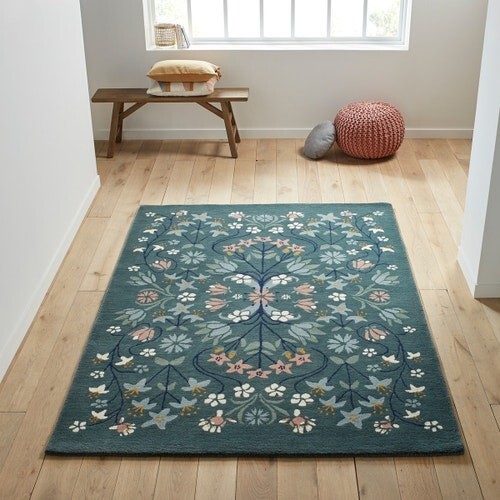 Green Floral Design Handmade woolen Area Rugs 10x14 Feet Floral
