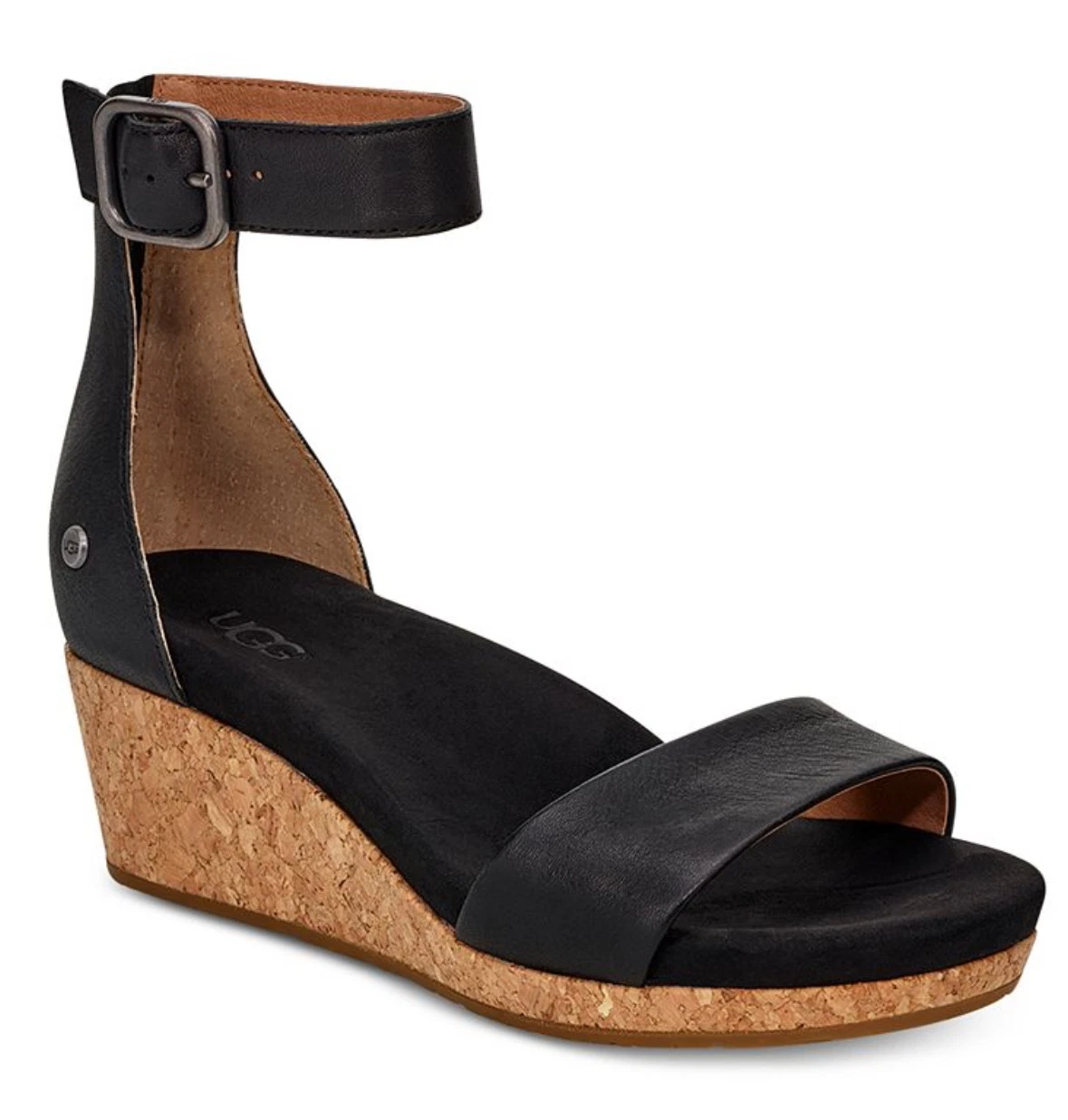 Sandali zeppa UGG AUTH donna in pelle nera ZOE II taglia 8 5