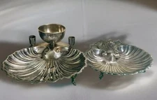 VTG (LB) Lehman Brothers of NY Shell Footed & Reed and Barton Silverplate Dishes