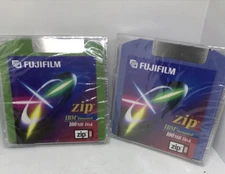 FujiFilm 100MB Zip Disk Color IBM Formatted Mac Compatible New Sealed Lot Of 2