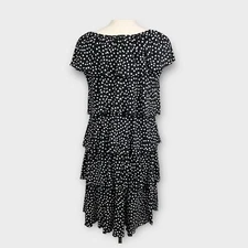 Cottagecore Tiered Polka Dot Midi Dress Small Ruffled Coastal Grandma Babydoll