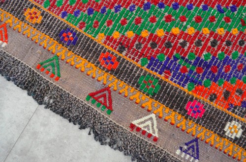 Anatolia Turkish Kilim Rug Hand Woven Vintage Cotton Oushak Rug Chic 81″ x 114″ - Picture 9 of 9