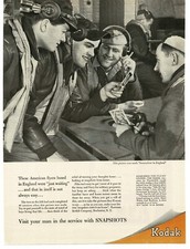 1944 Kodak Camera Film US Flyers Pilots Share Photos WWII Vintage Print Ad 1