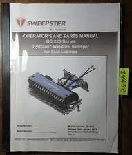 Sweepster QC 220 Series Hydraulic Windrow Sweeper 0911001- for Skid Steer Manual