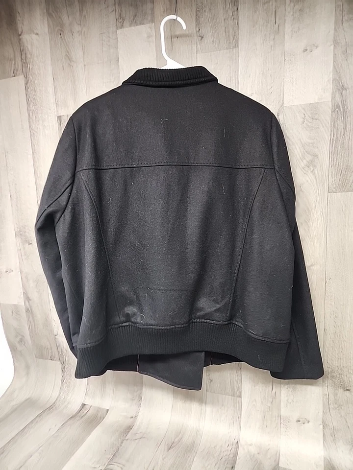 Chaqueta Gruesa Chaquetón Mezcla Lana Attention Talla Grande 2X Negra Bolsillos Abotonables Foto 3 de 4