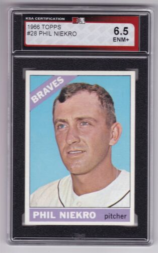 Phil Niekro 1966 Topps Baseball Card 28 Grade KSA 6.5 - Picture 1 of 2