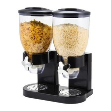 Double Cereal Dispenser Dry Food Storage Container Dispenser Machine Black