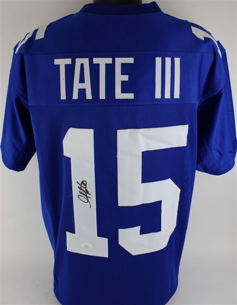 Golden Tate Signed New York Giants Blue Jersey (JSA COA) Notre