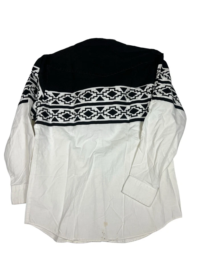 Camisa vaquera vintage Pure Country Western con botones diseño azteca para hombre XL. Foto 4 de 4
