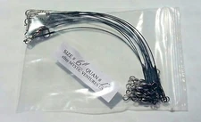 12ct 6" BLACK Steel COATED 7 STRAND BRAIDED Fishing Leaders Snaplock 30lb