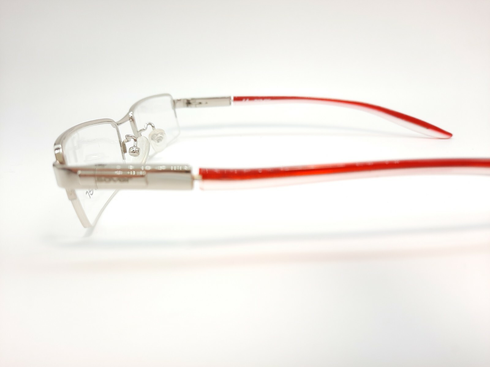 Sover Square Rectangular Eyeglasses Grey Red Meta… - image 3