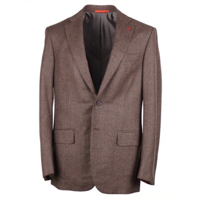 Isaia Soft-Woven Houndstooth Check Wool and Cashmere Sport Coat 40R (Eu 50) NWT