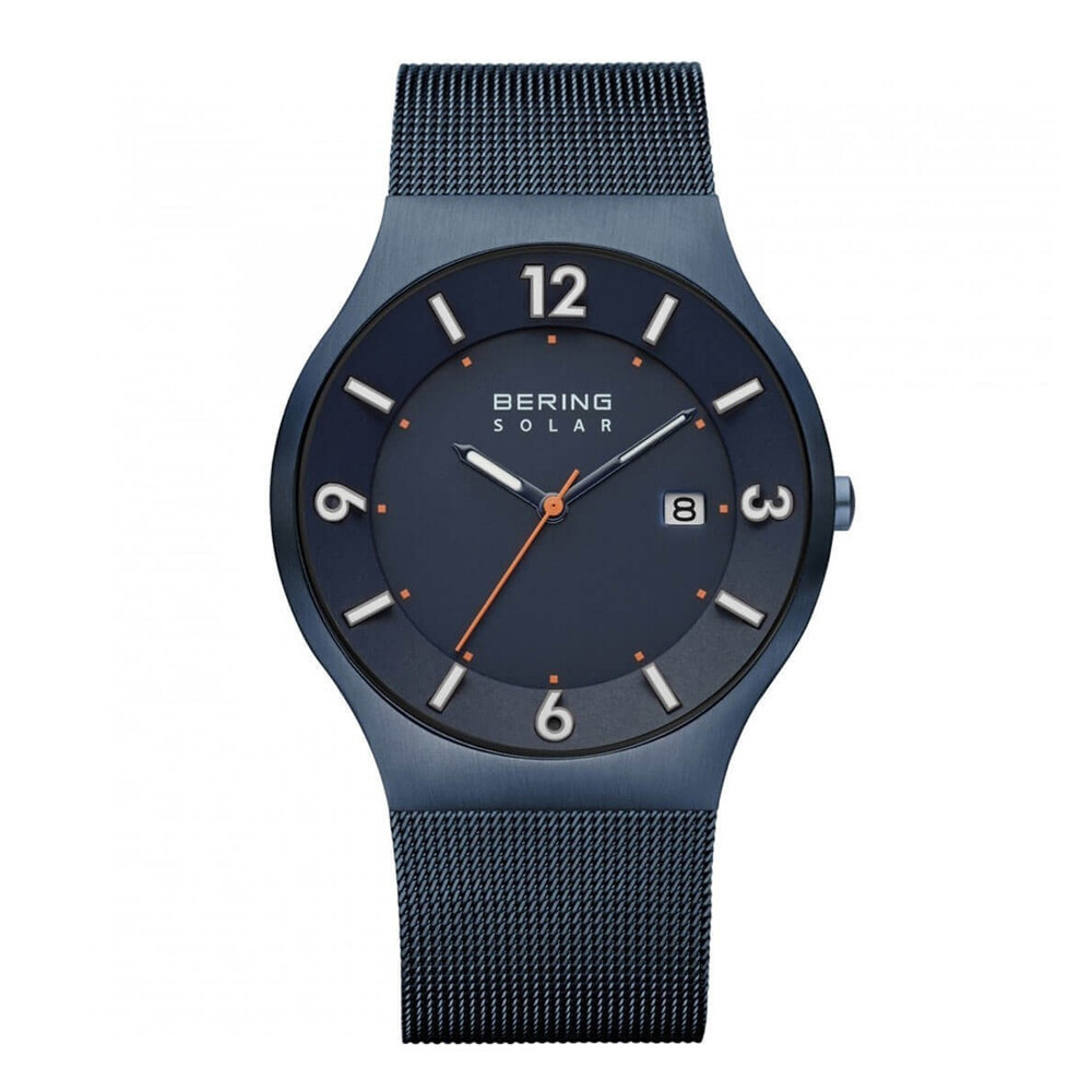 Bering Time Solar Powered, Milanese Bands Men's Watch -Brushed