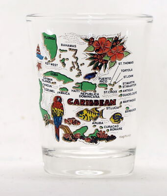 CARIBBEAN MAP CLASSIC DESIGN SHOT GLASS SHOTGLASS