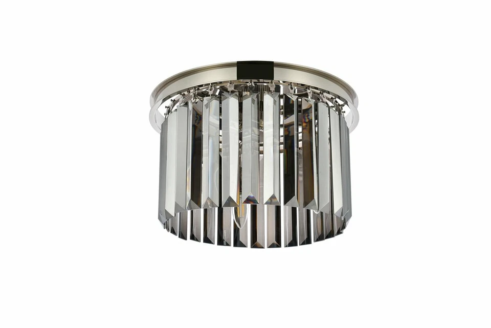 Crystal Flush Mount Light Polished Nickel Dining Room Kitchen Foyer Bedroom 16" - Image 4 of 4