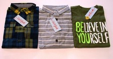NWT Lot of 3 Boy's Shirts Size EXTRA SMALL 4/5 Plaid Stripes Cat Jack