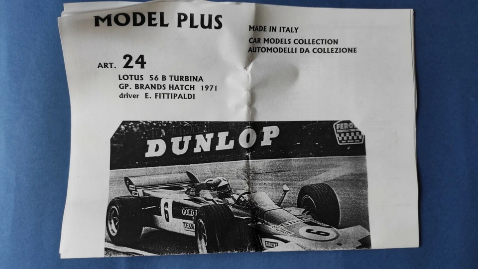 1/43 Lotus 56B Turbine F1 1971 MG Model Plus Super Kit Formula 1 NOT MFH AMR - Imagen 2 de 4