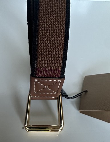 Burberry Check Knitted Dark Birch Brown D-Ring Buckle Belt 80596341 IT NWT $590 - Picture 6 of 12