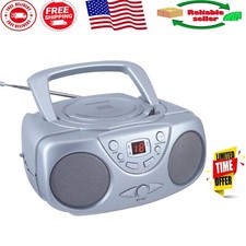 Compact CD Player Boombox with AM/FM Radio and Aux Input - Silver Finish