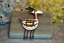 Vtg 1994 Signed LIZTECH ARTISAN Mythical Antelope BROOCH SIGNED Fantastic Rare