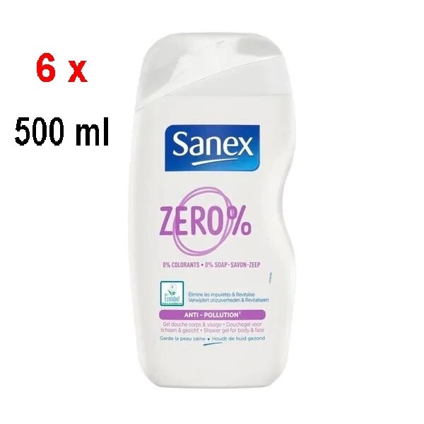 11,60€/L - 6er Pack Sanex Duschgel Zero% Anti-Pollution - 500ml