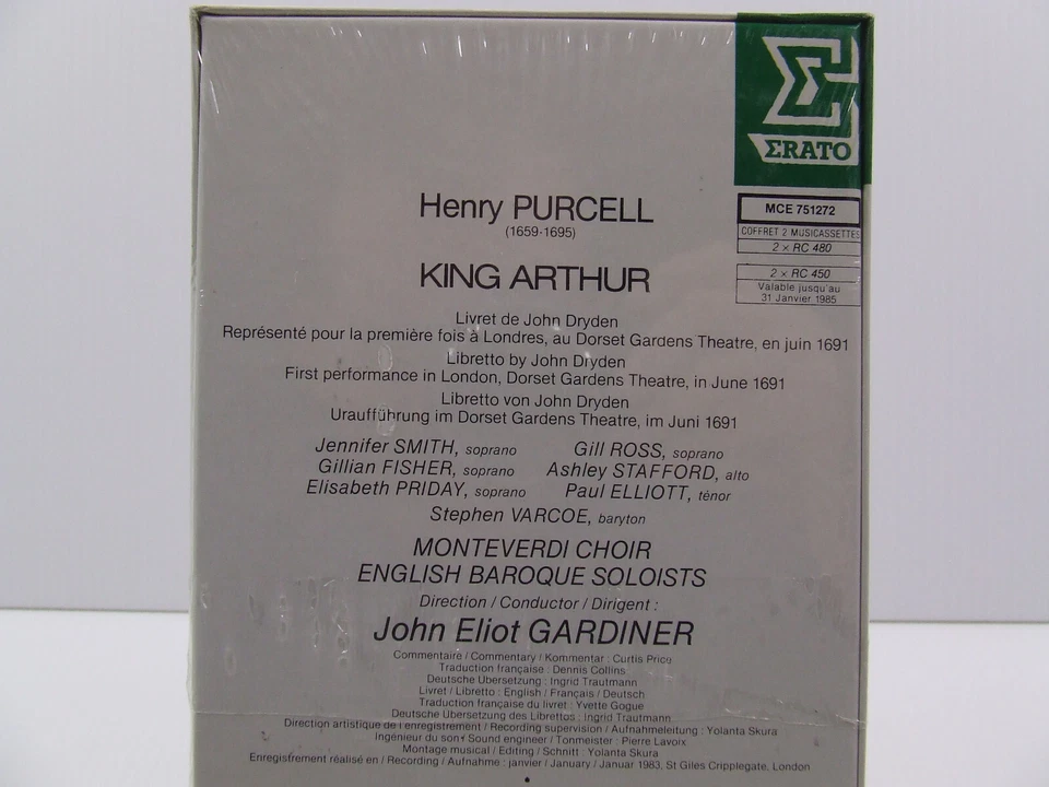 Henry Purcell - King Arthur (2 Cassette Box Set, 1985 Erato) The British Worthy - Image 3 of 4