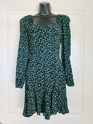 Zara Floral Mini Dress (Size XS) Green and Black