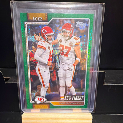 Patrick Mahomes Travis Kelce KC’s Finest Green Holo Foil /99 2026 Topps #291